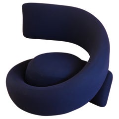Marzio Cecchi Visionaire Spiral Nest Armchair, Blue Fabric Unique from the 60s