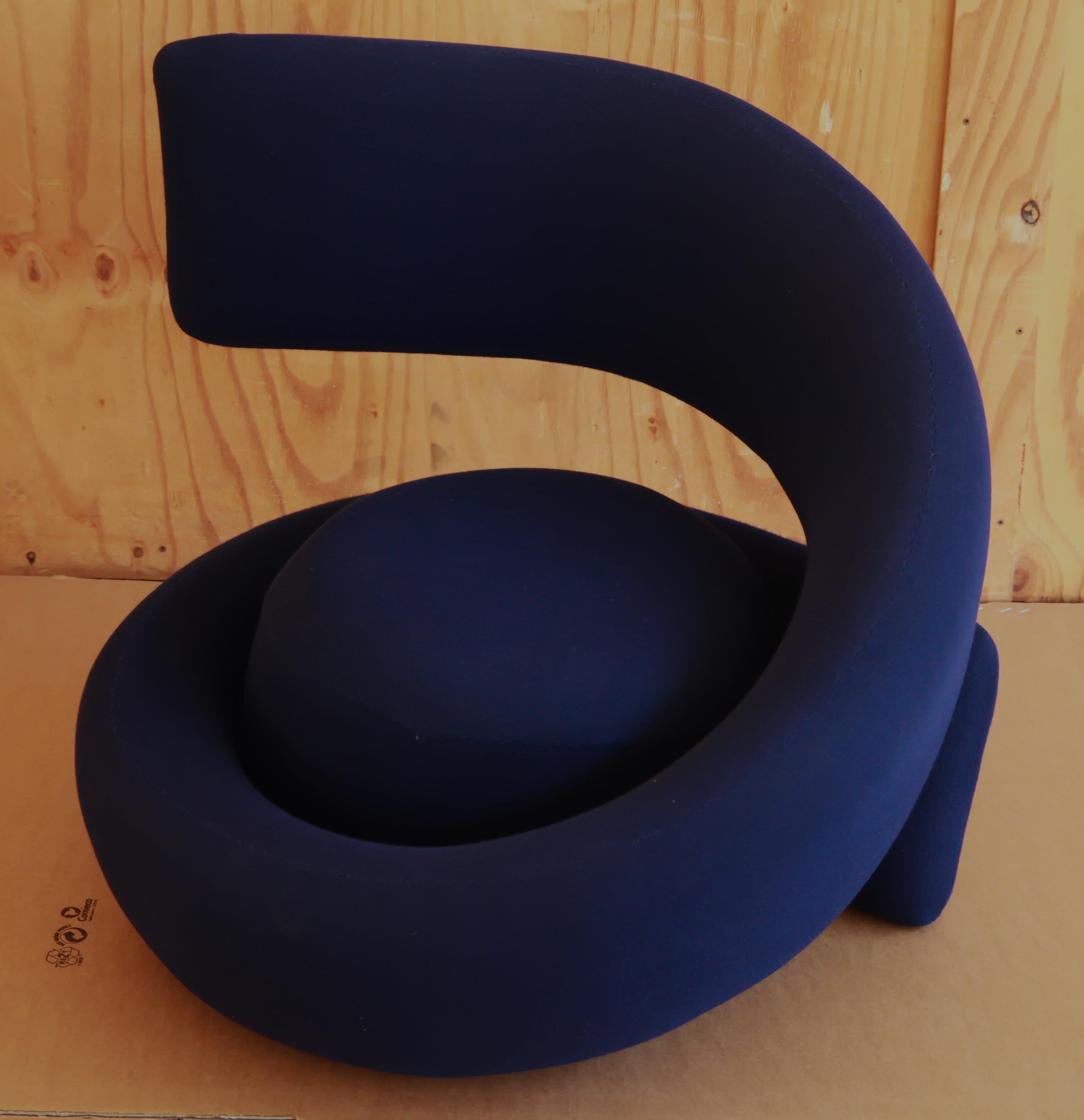 Marzio Cecchi Visionaire Spiral Nest Armchair, Blue Fabric Unique from the 60s 2