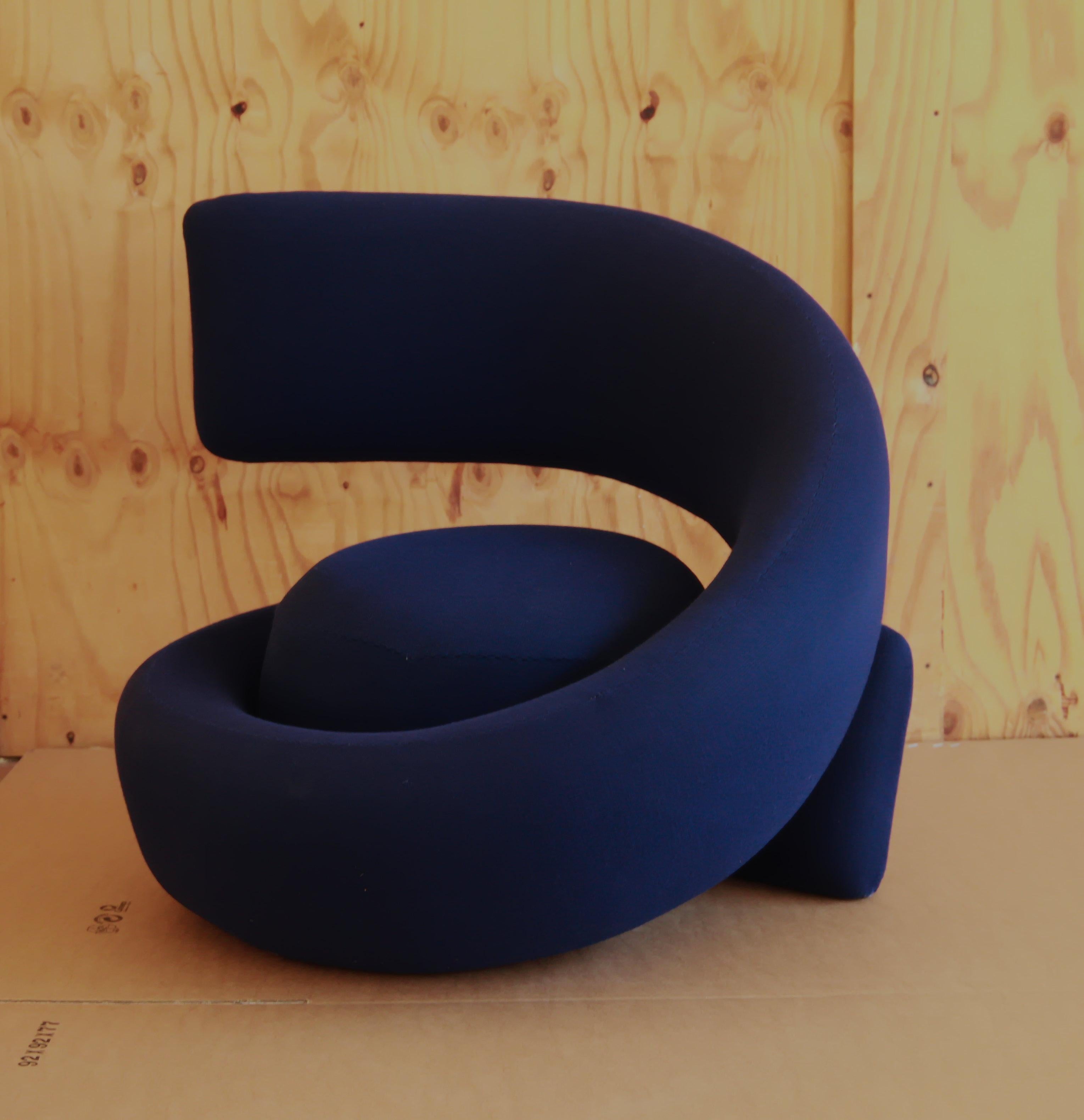 Marzio Cecchi Visionaire Spiral Nest Armchair, Blue Fabric Unique from the 60s 3