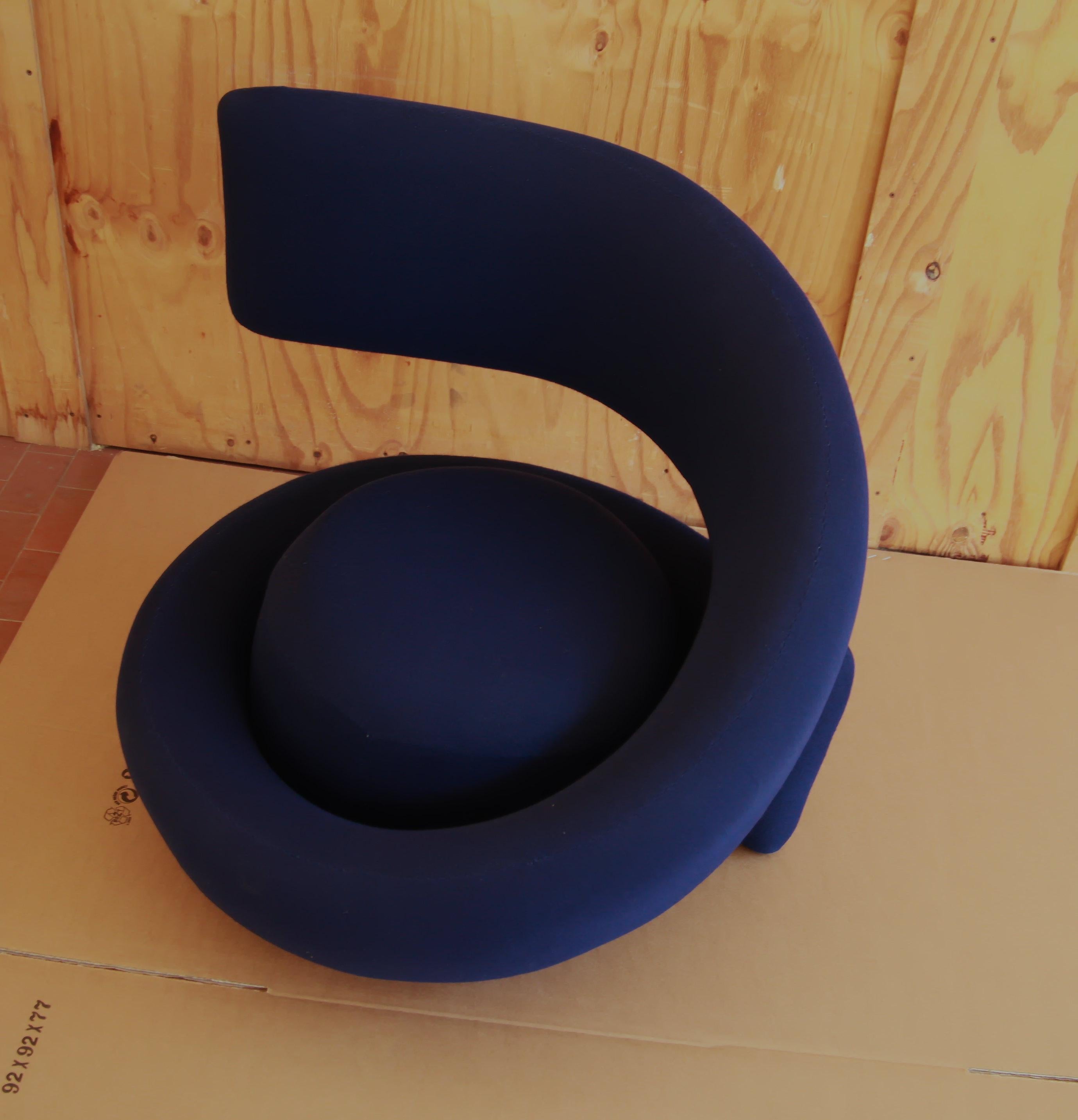 Marzio Cecchi Visionaire Spiral Nest Armchair, Blue Fabric Unique from the 60s 5