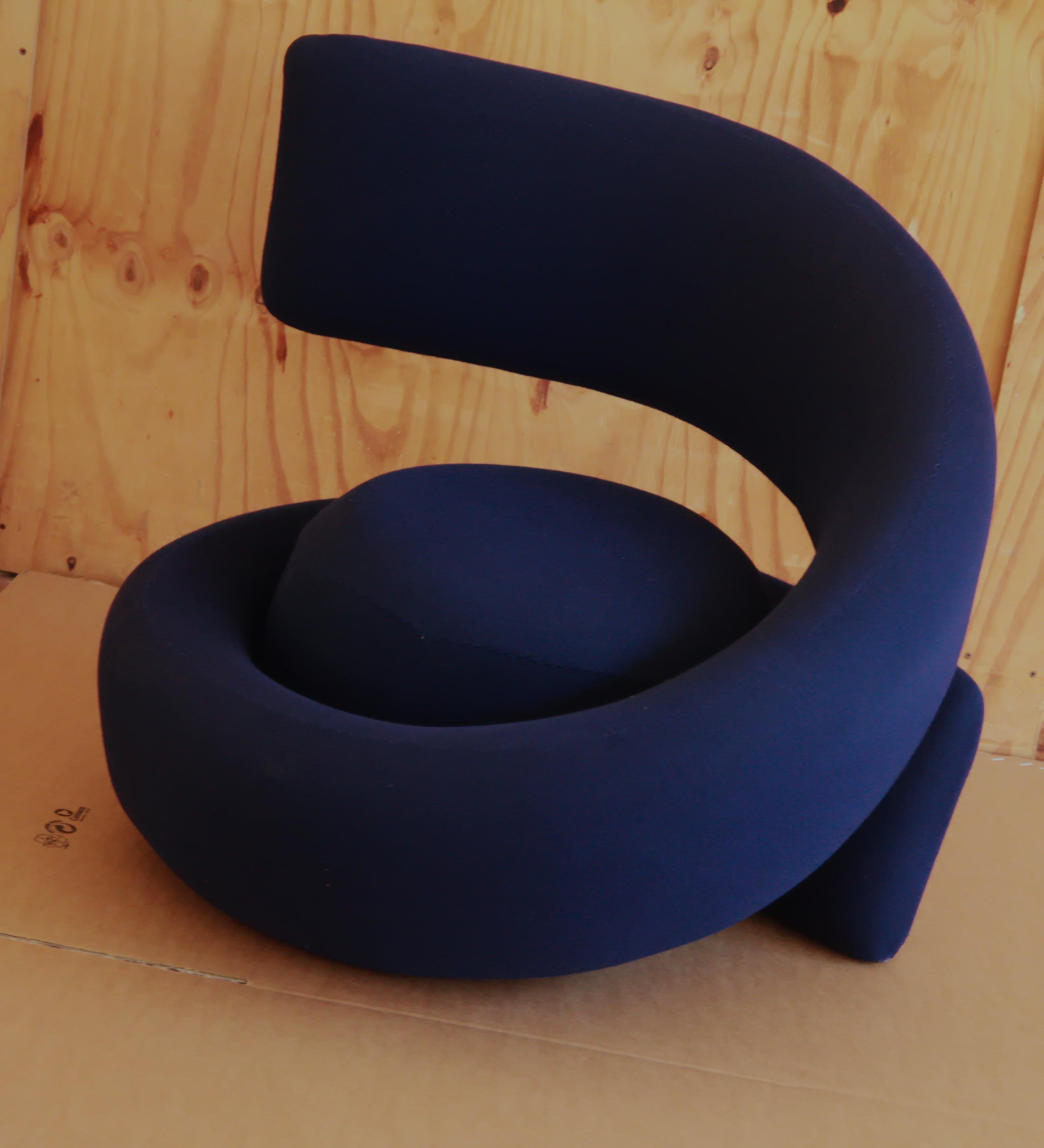 Marzio Cecchi Visionaire Spiral Nest Armchair, Blue Fabric Unique from the 60s 8