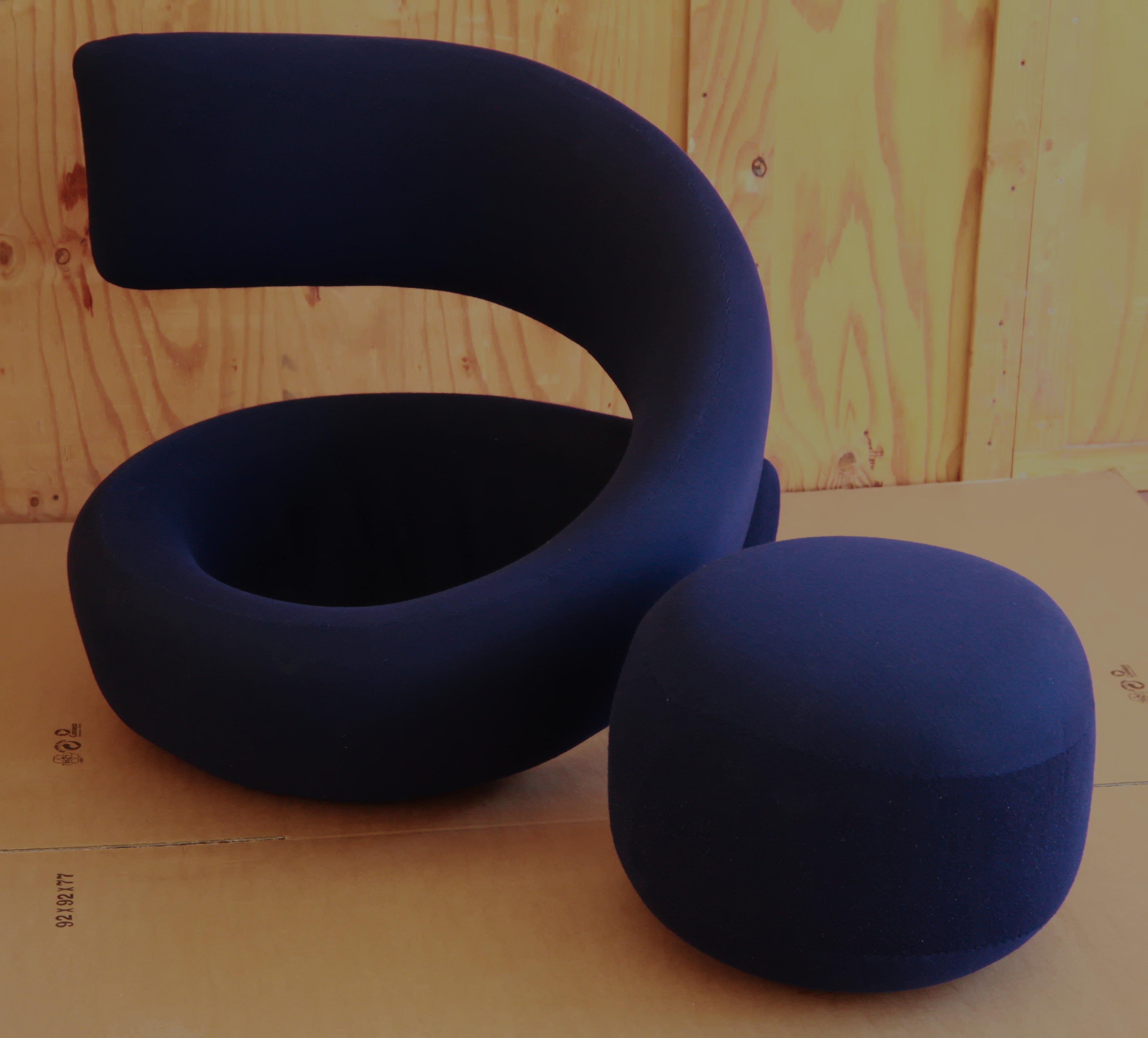 Marzio Cecchi Visionaire Spiral Nest Armchair, Blue Fabric Unique from the 60s 10