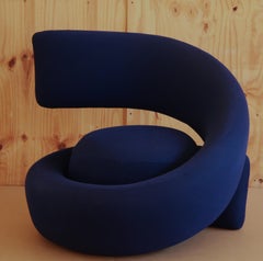 Poltrona Visionaire a nido d'ape di Marzio Cecchi, tessuto blu, unico degli anni '60