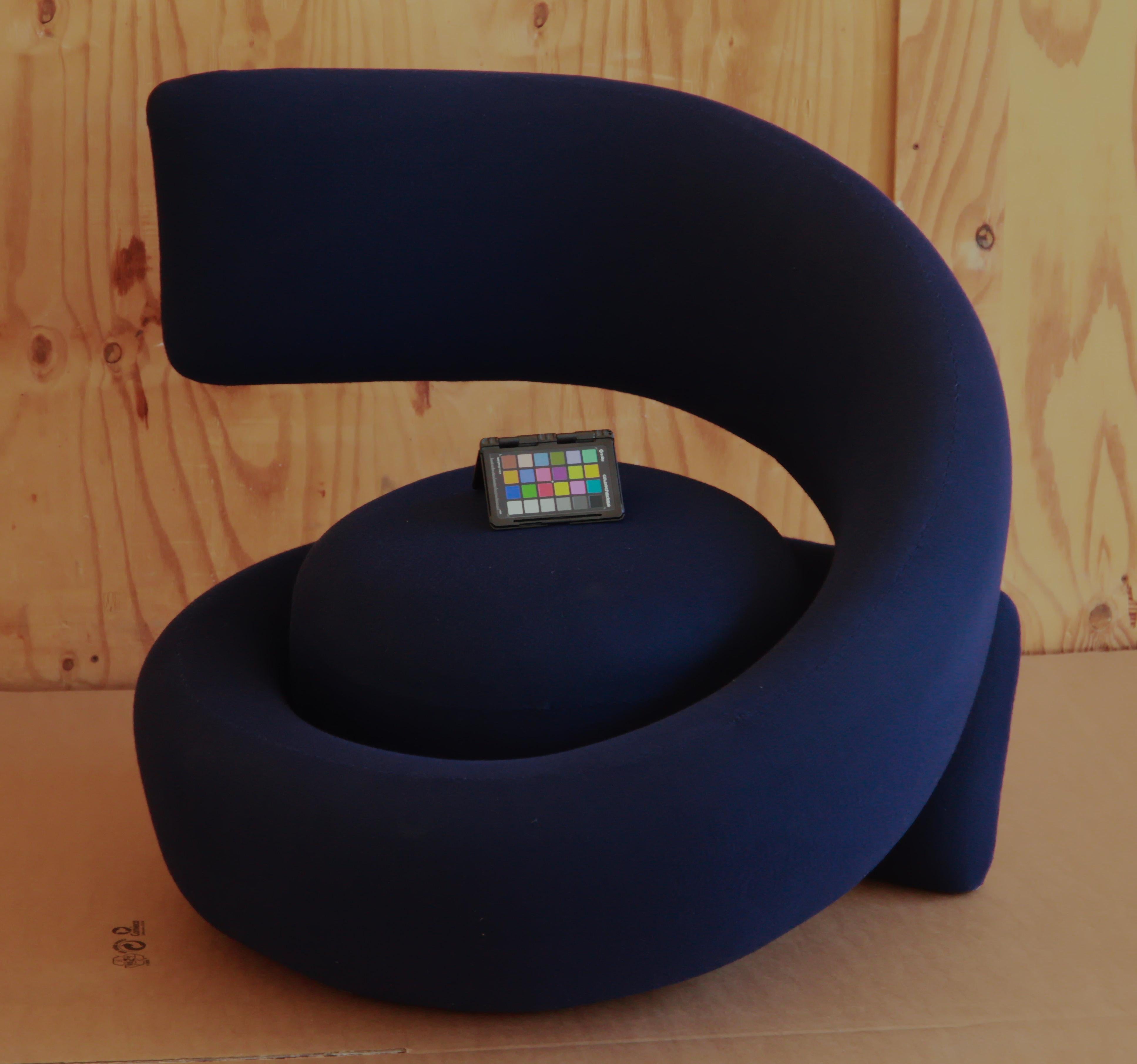 Marzio Cecchi Visionaire Spiral Nest Armchair, Blue Fabric Unique from the 60s 12