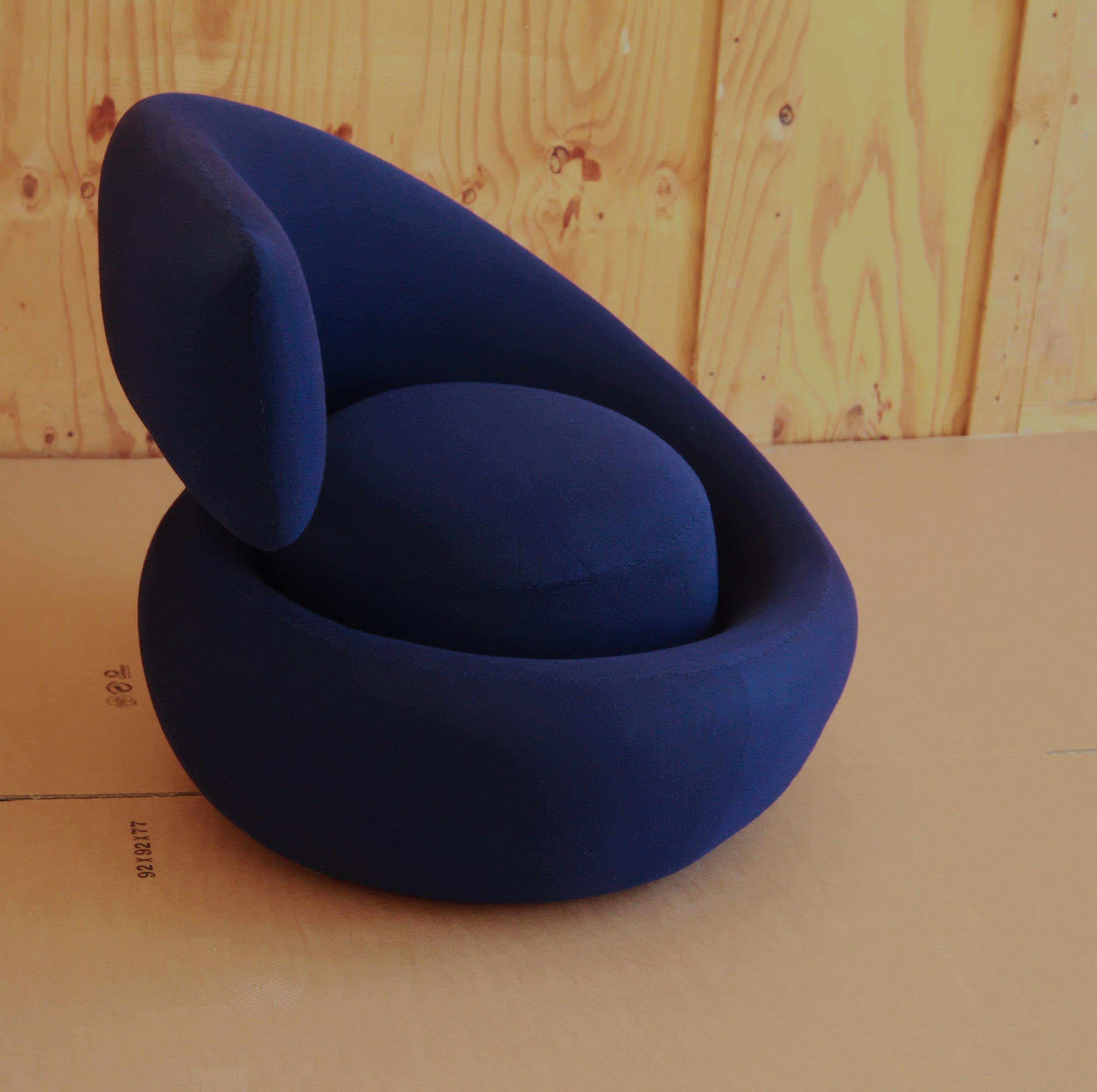 Marzio Cecchi Visionaire Spiral Nest Armchair, Blue Fabric Unique from the 60s In Good Condition In Tavarnelle val di Pesa, Florence