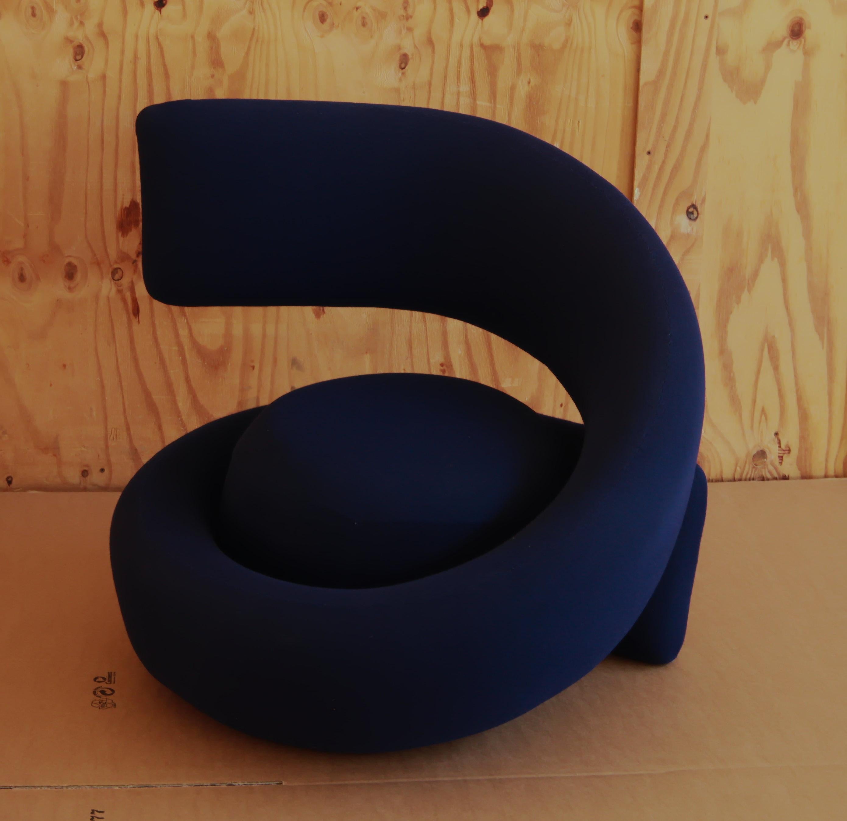 Marzio Cecchi Visionaire Spiral Nest Armchair, Blue Fabric Unique from the 60s 1