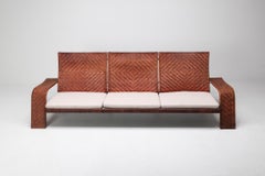 Marzio Cecchi Woven Leather Postmodern Sofa