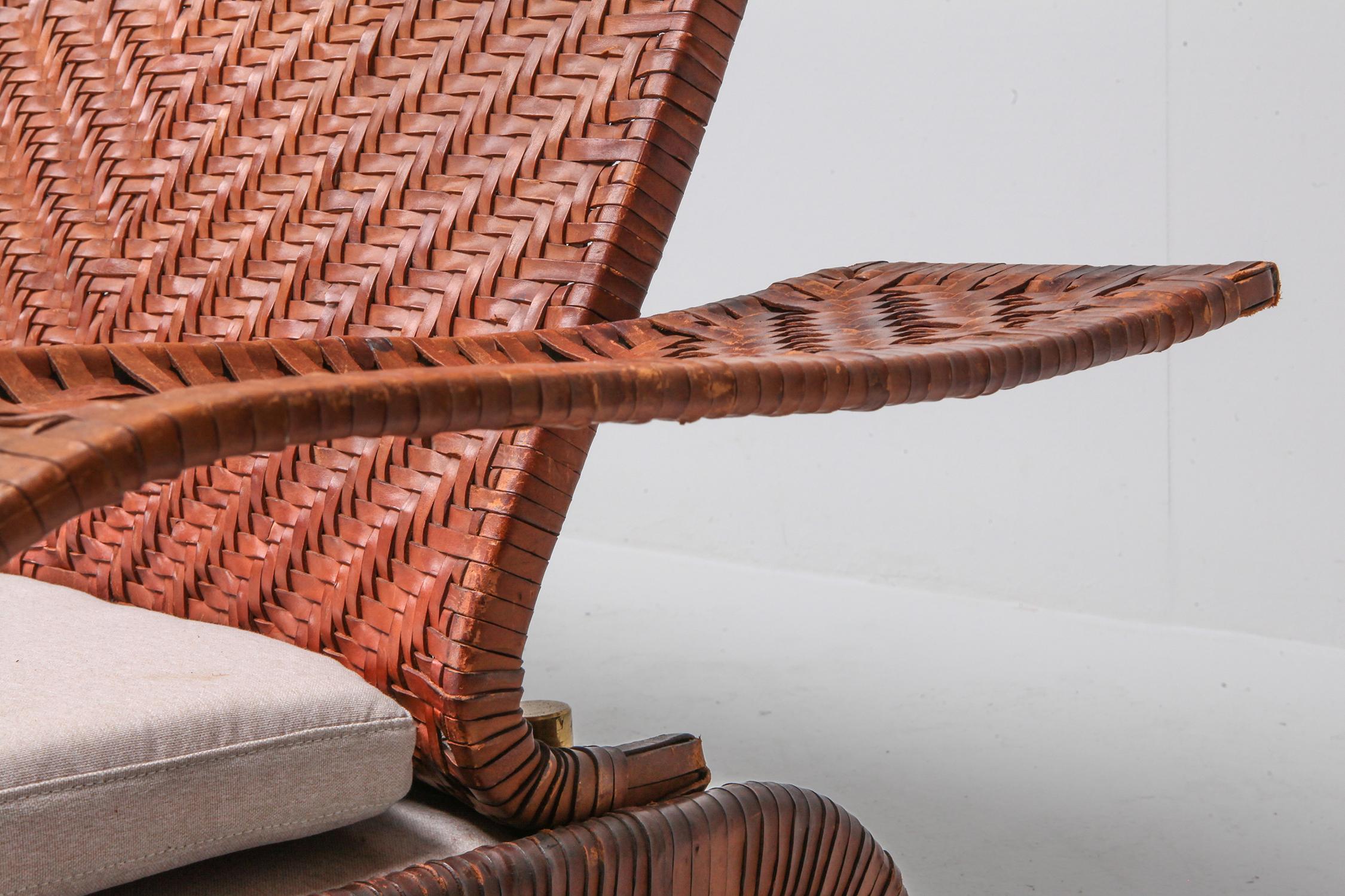 Post-Modern Marzio Cecchi Woven Leather Postmodern Sofa