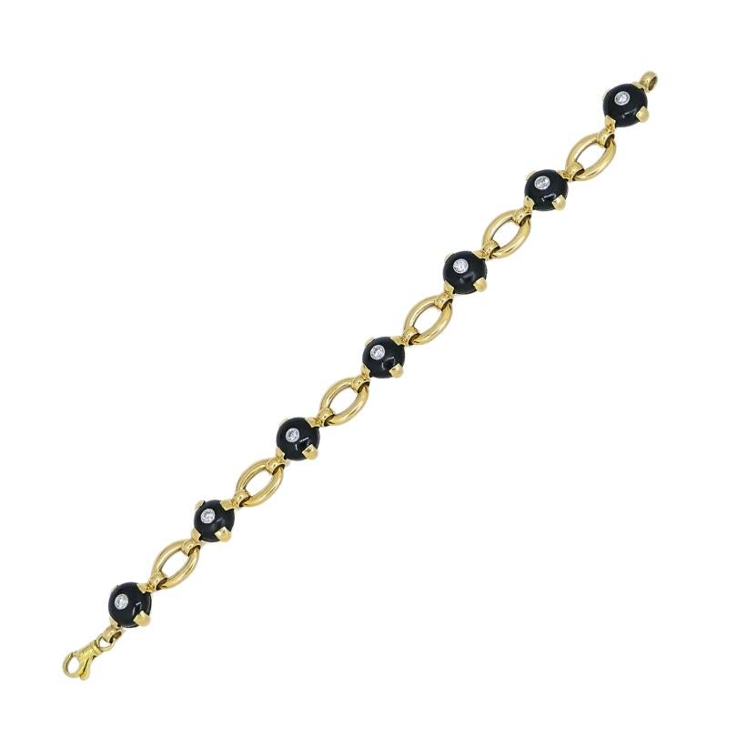 Marzo Paris Bracciale in oro 18 carati con diamanti e onice In condizioni buone in vendita a Beverly Hills, CA