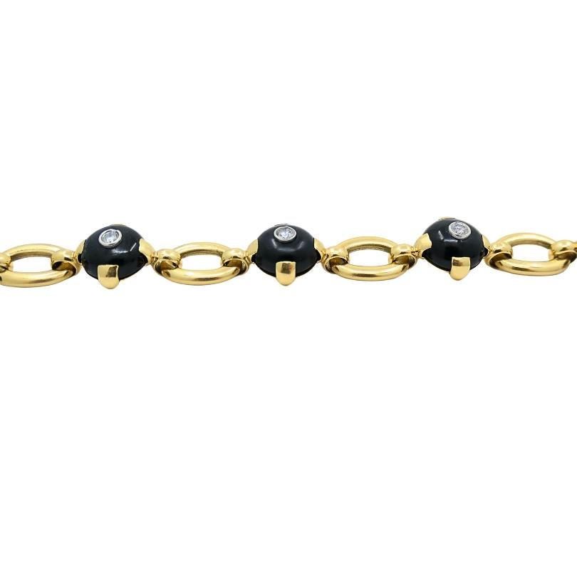 Marzo Paris Bracciale in oro 18 carati con diamanti e onice in vendita 1