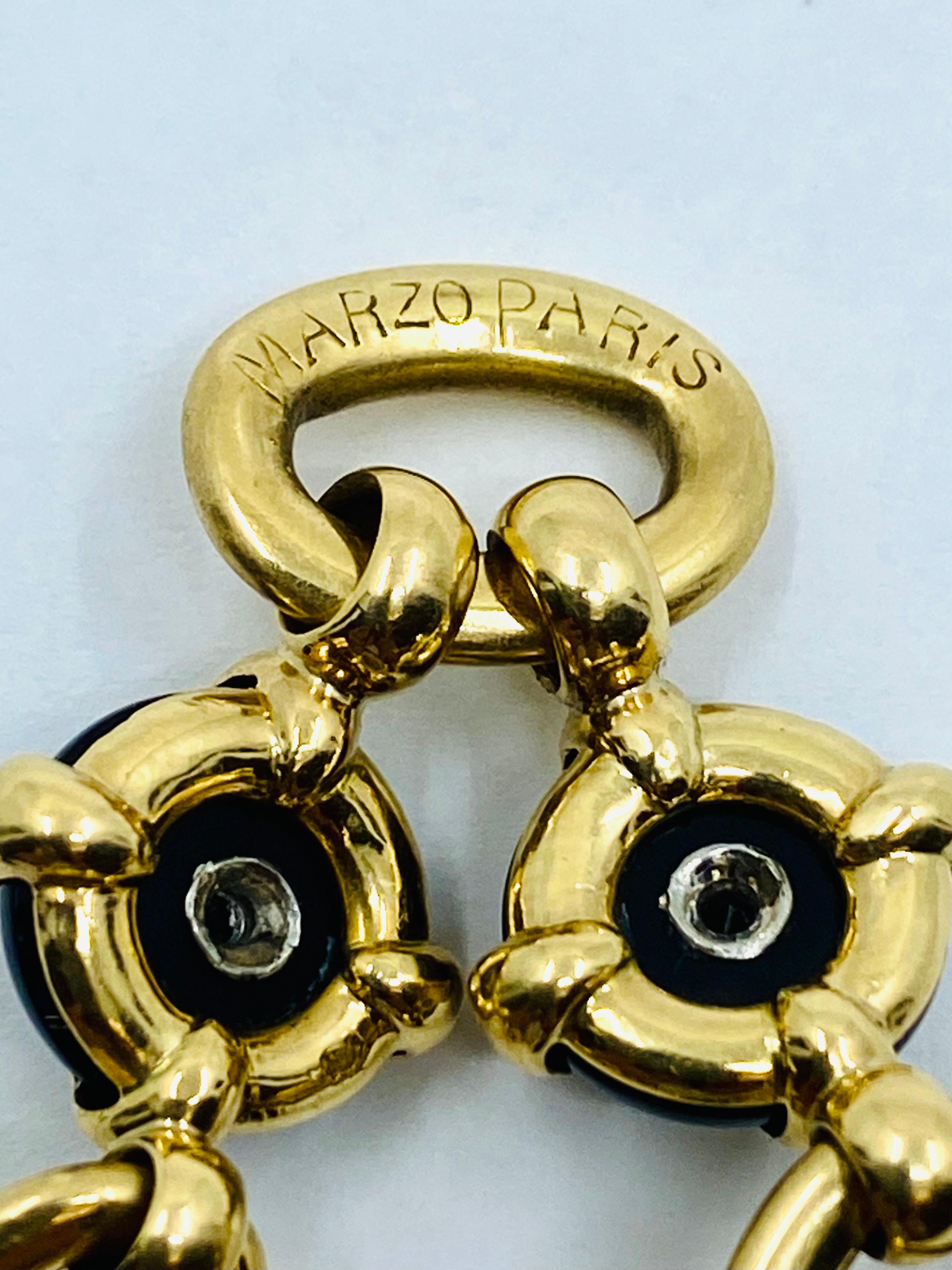 Marzo Paris Bracciale in oro 18 carati con diamanti e onice in vendita 4