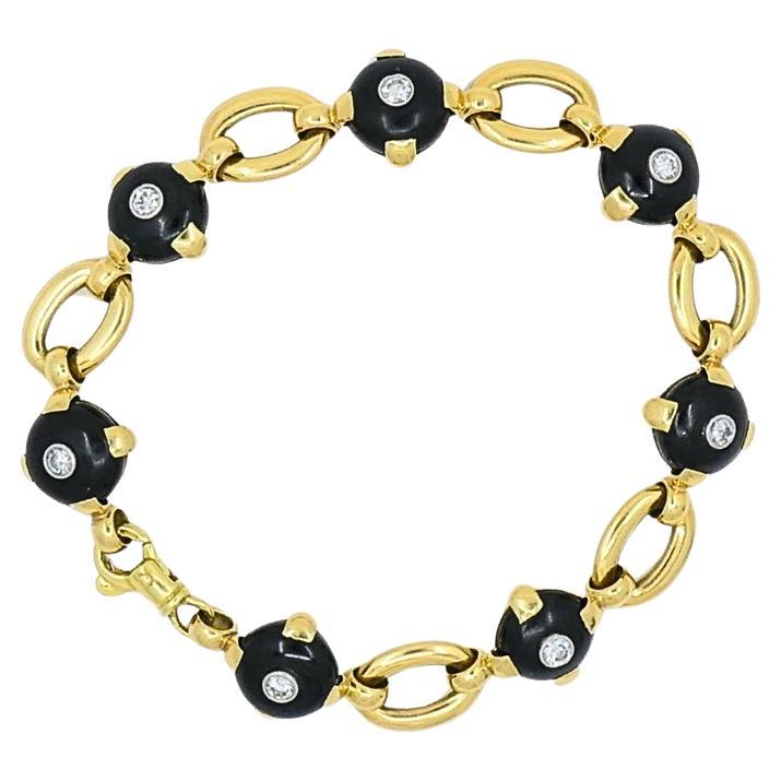 Marzo Paris 18K Gold Onyx Diamond Bracelet