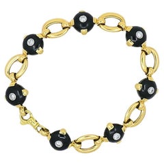 Marzo Paris Pulsera de diamantes y ónix de oro de 18 quilates