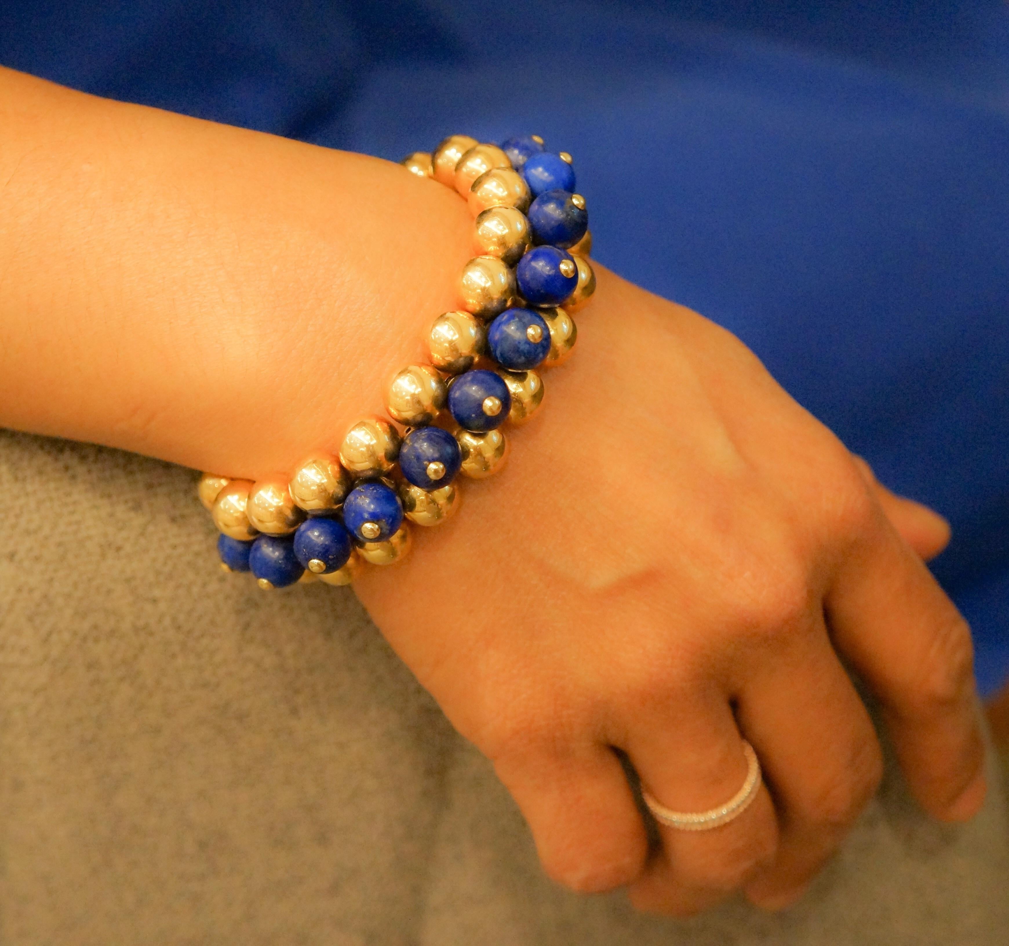 Women's Marzo Paris Lapis Lazuli Bead Bracelet 