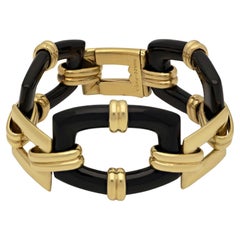 Marzo Vintage 18ct Yellow gold And Onyx Bracelet By Georges Lenfant Circa 1950