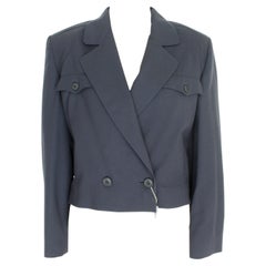Marzotto Blue Wool Evening Bolero Jacket Vintage 80s