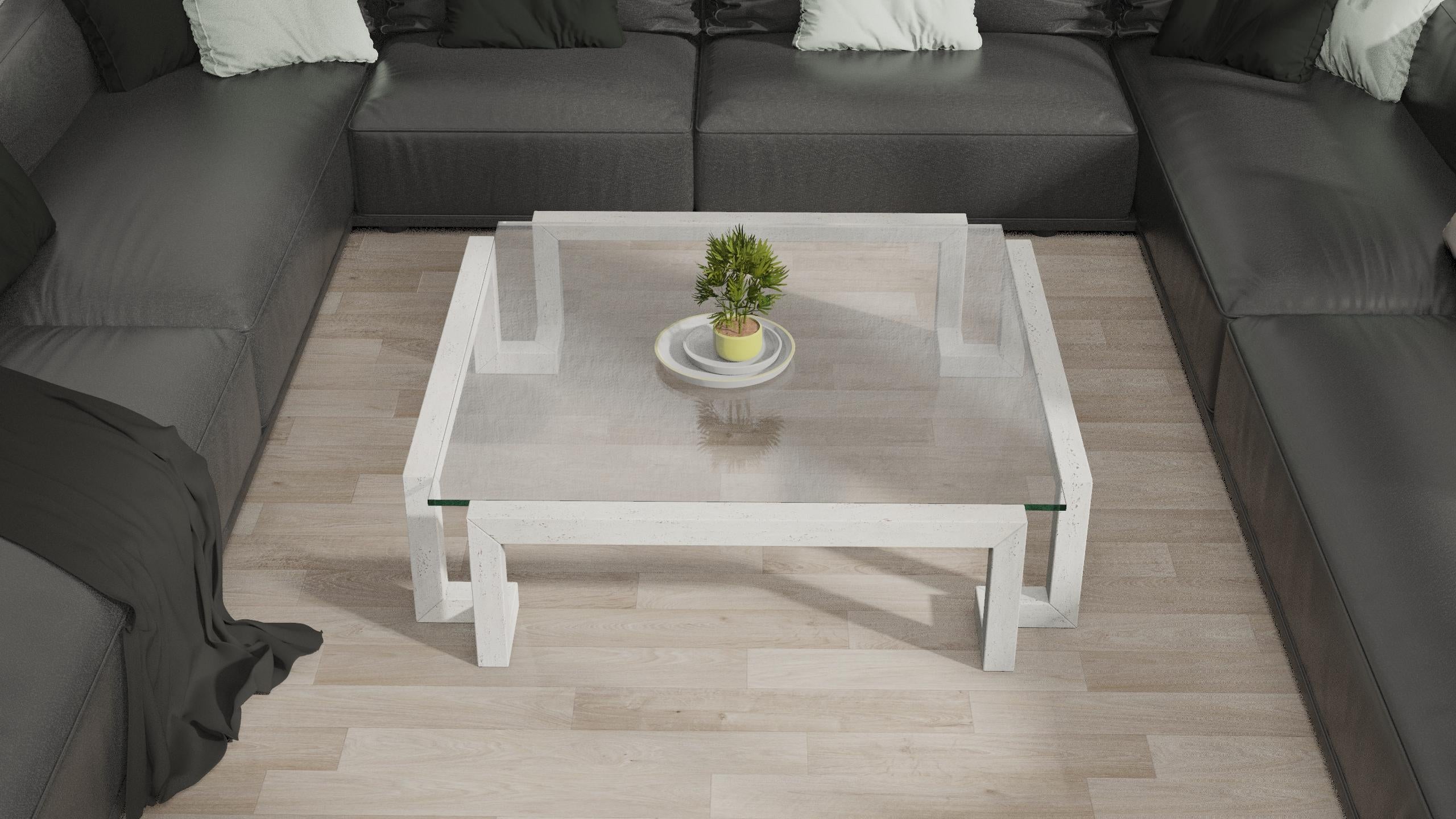 Masa Table basse en marbre travertin italien Design/One sur mesure Luxe en vente 2