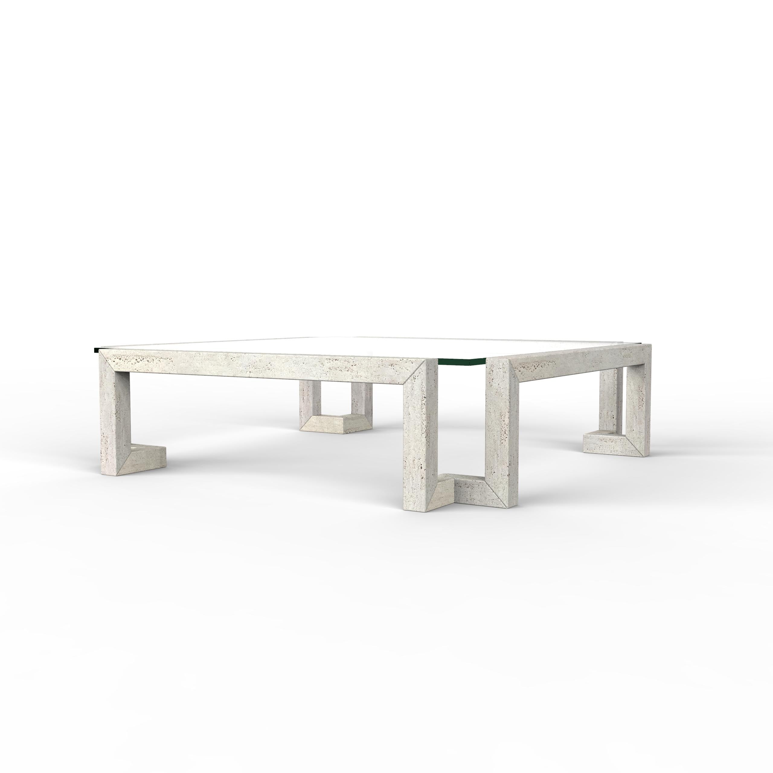 Moderne Masa Table basse en marbre travertin italien Design/One sur mesure Luxe en vente