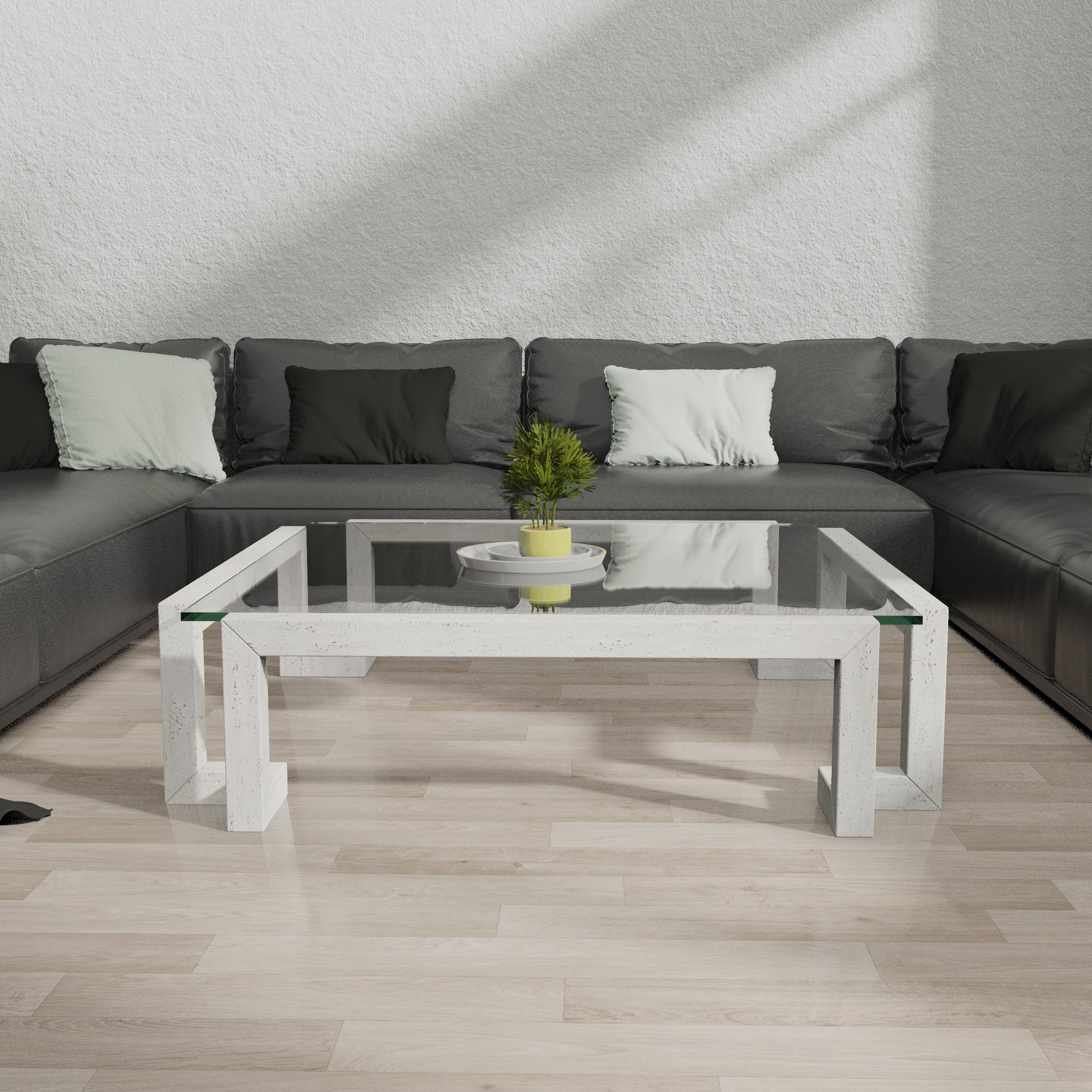 Masa Table basse en marbre travertin italien Design/One sur mesure Luxe Neuf - En vente à VALVERDE DEL MAJANO, CL