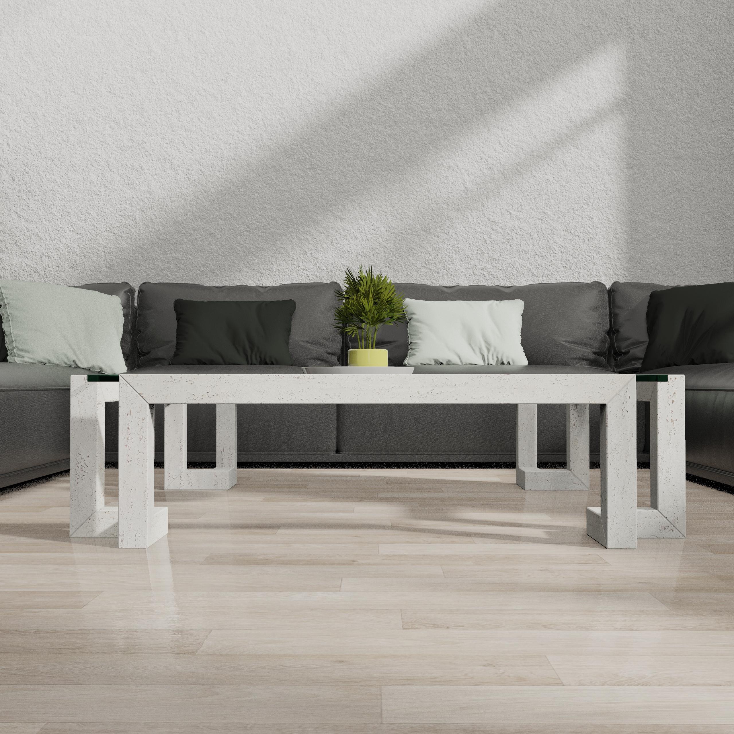 XXIe siècle et contemporain Masa Table basse en marbre travertin italien Design/One sur mesure Luxe en vente