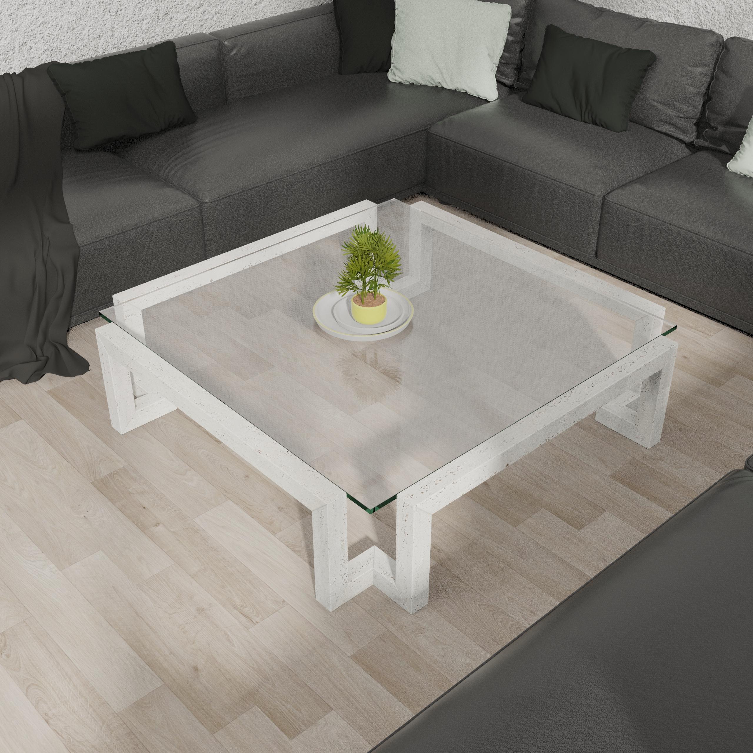 Cristal Masa Table basse en marbre travertin italien Design/One sur mesure Luxe en vente