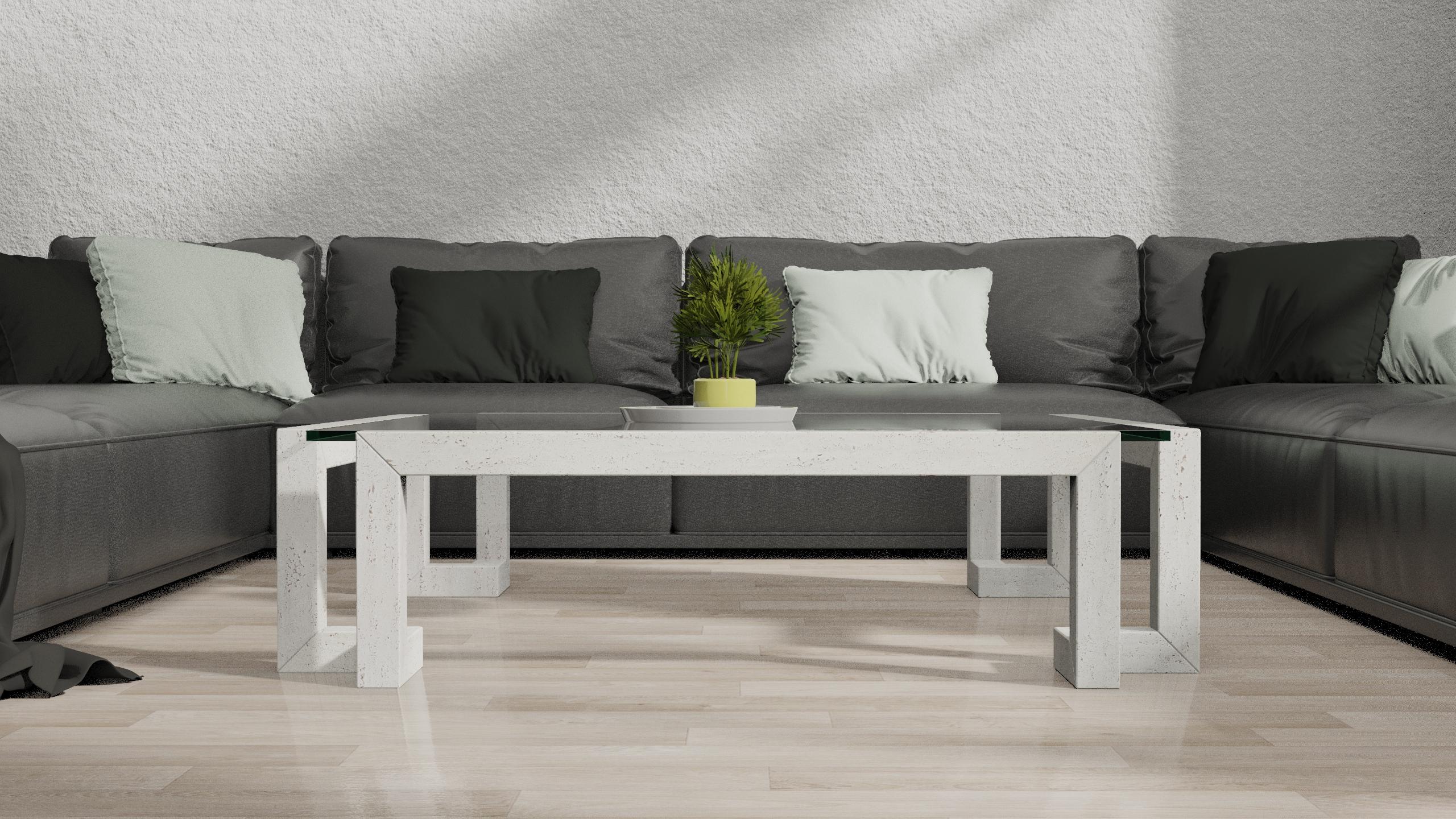 Masa Table basse en marbre travertin italien Design/One sur mesure Luxe en vente 1
