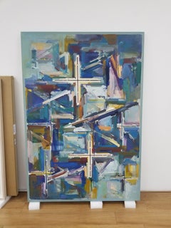 Werk F.36, 1990, Öl auf Leinwand, abstraktes Gemälde von Masaaki Yamada