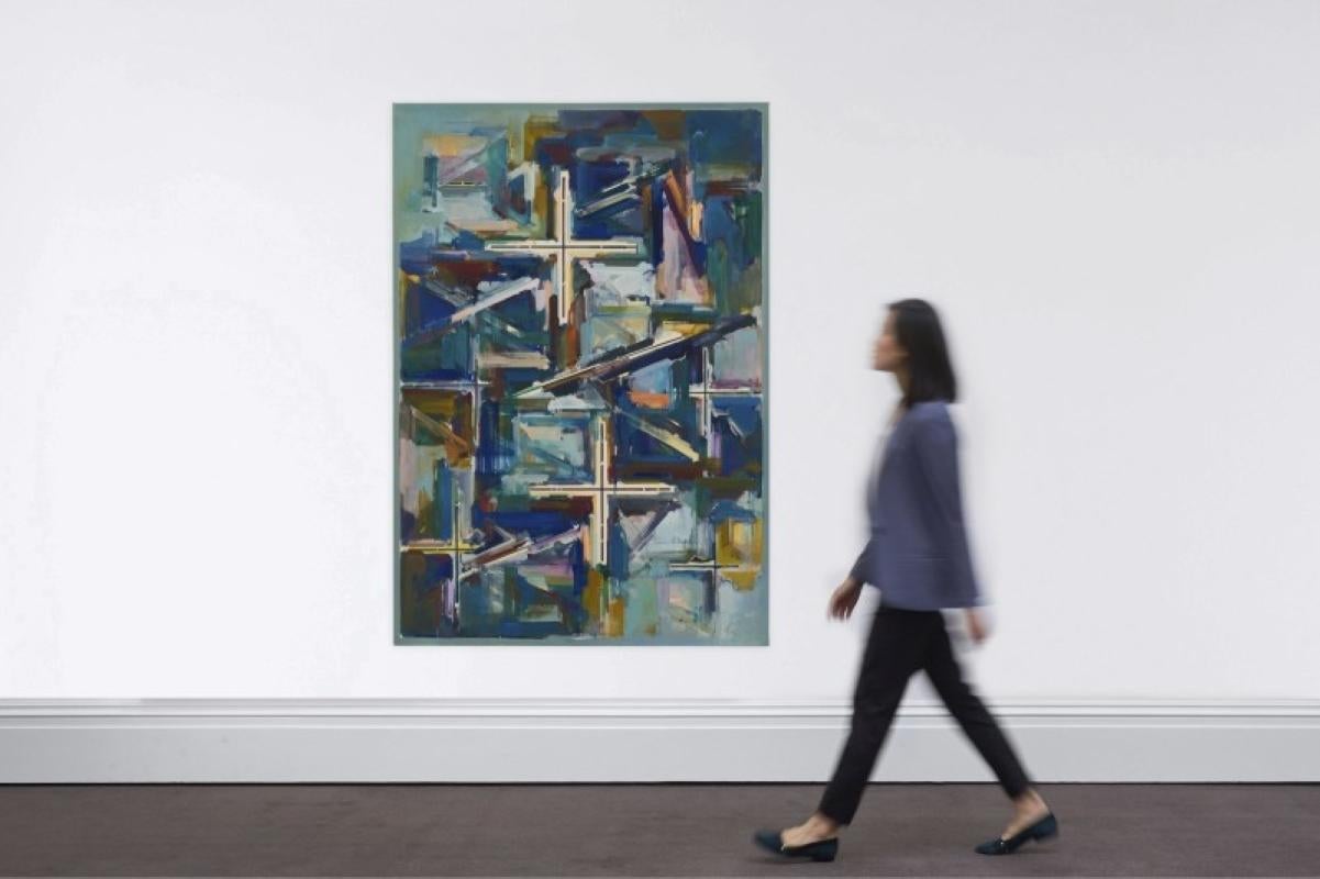 Obra F.36, 1990, pintura abstracta al óleo sobre lienzo de Masaaki Yamada en venta 4