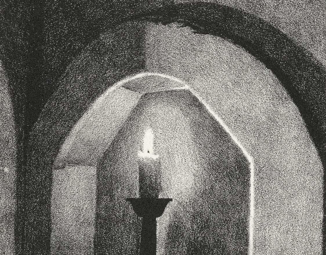 Candle Light (a serene sacred shrine for decency and peace with Asian feel) - Print by Masahiro Arai