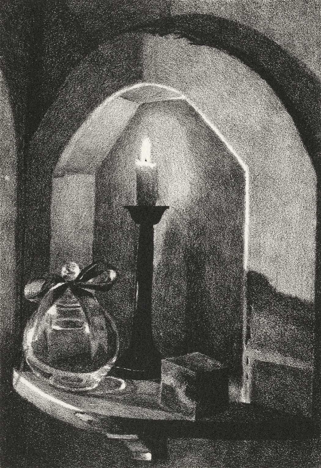 Masahiro Arai Interior Print - Candle Light (a serene sacred shrine for decency and peace with Asian feel)