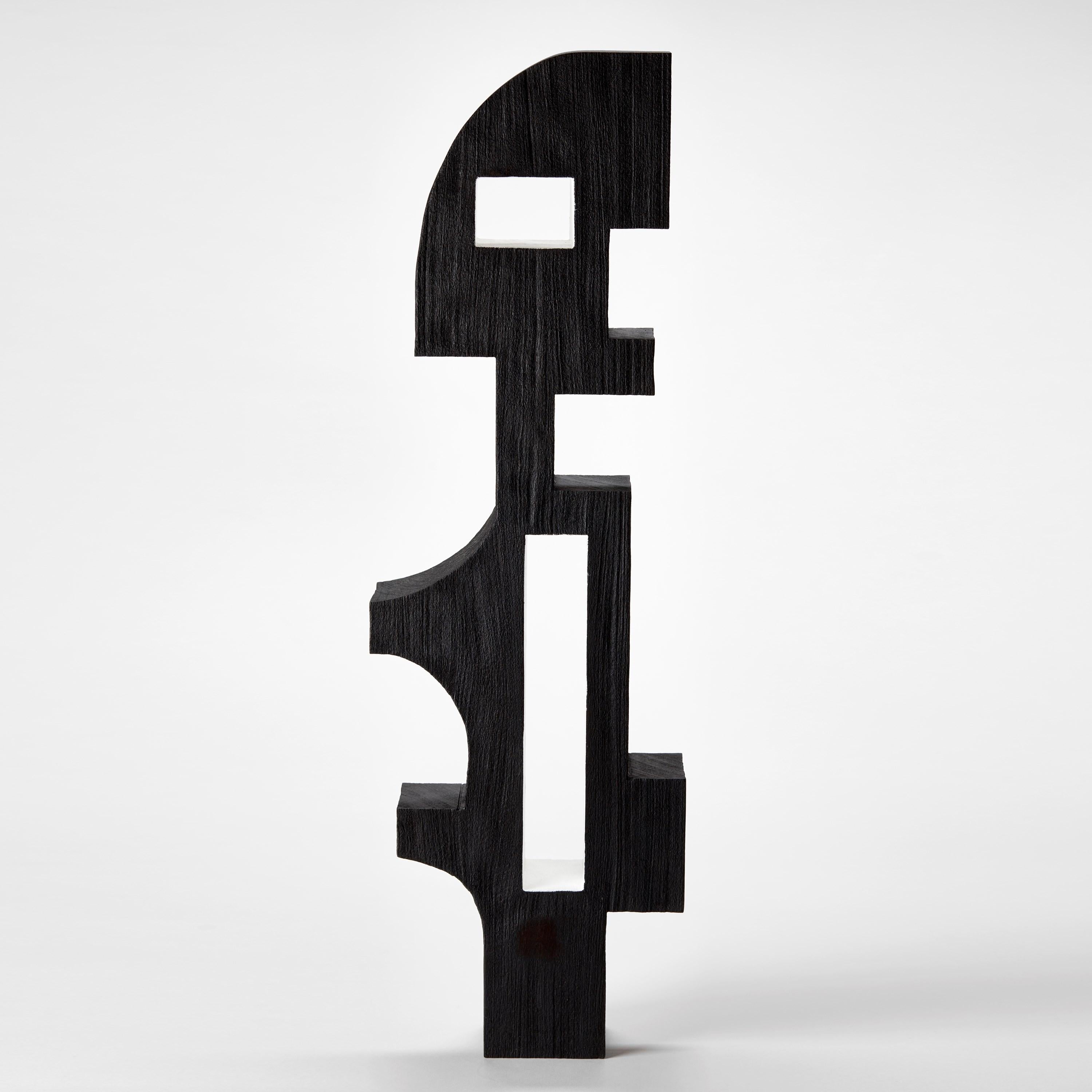 Masai 0,1, abstraktes figuratives Kunstwerk aus schwarz-weißem Sapele-Holz von Donald Baugh (Organische Moderne) im Angebot