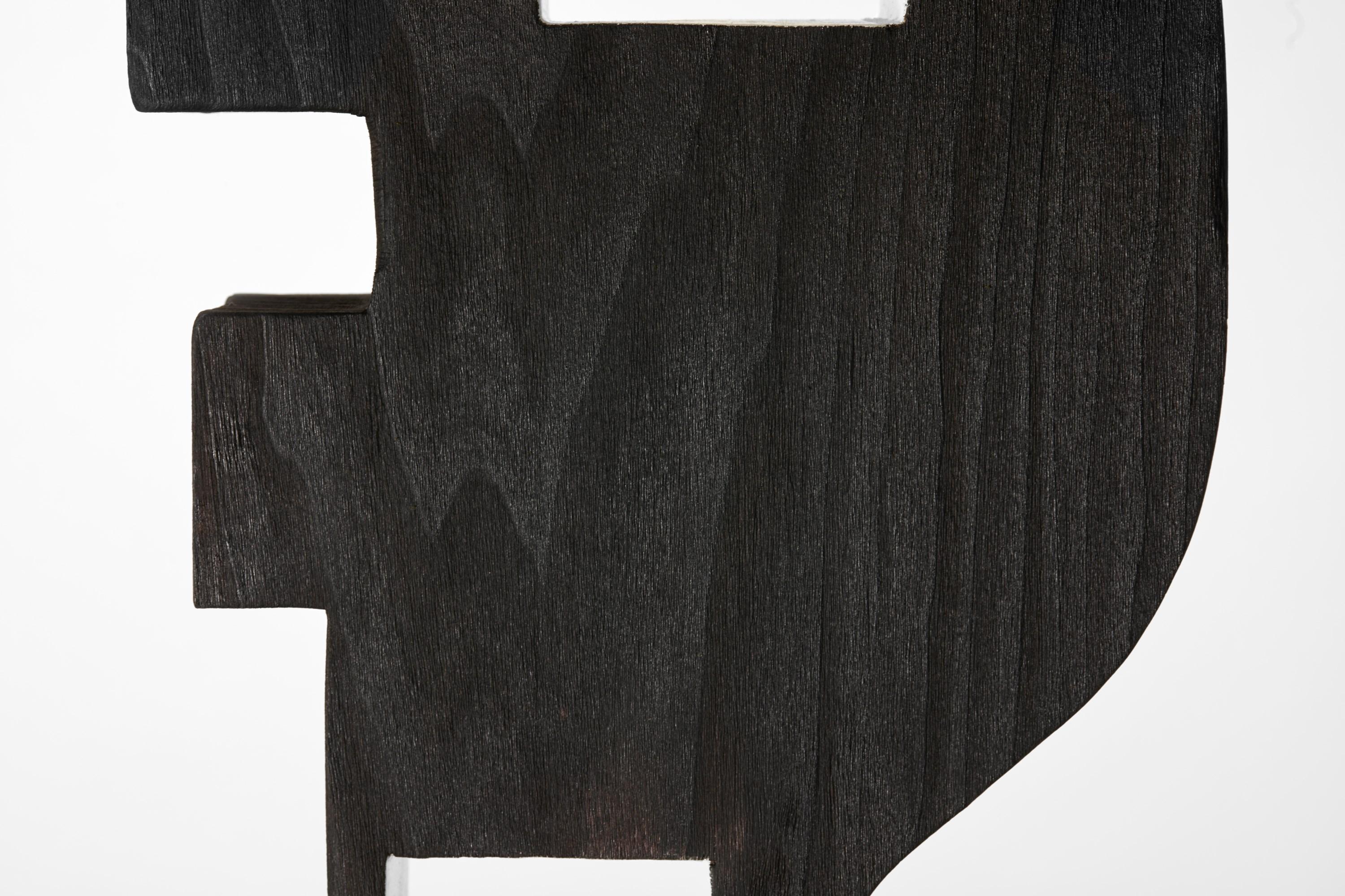 Contemporary Masai 0.3, black & white tulip wood abstract figurative artwork by Donald Baugh For Sale