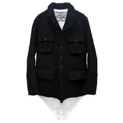 Masaki Matsushima Homme Heavy Wool Black Jacket Coat removable lining 1990s