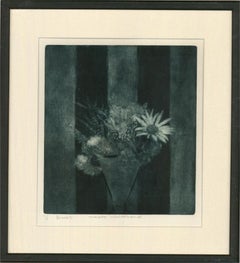 Masako Whitehouse – Zeitgenössische Radierung, Monochrome Blumen
