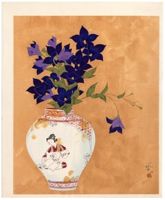 Blumen und Ko-Imari" - Taisho/Showa Shin Hanga Farbholzschnitt