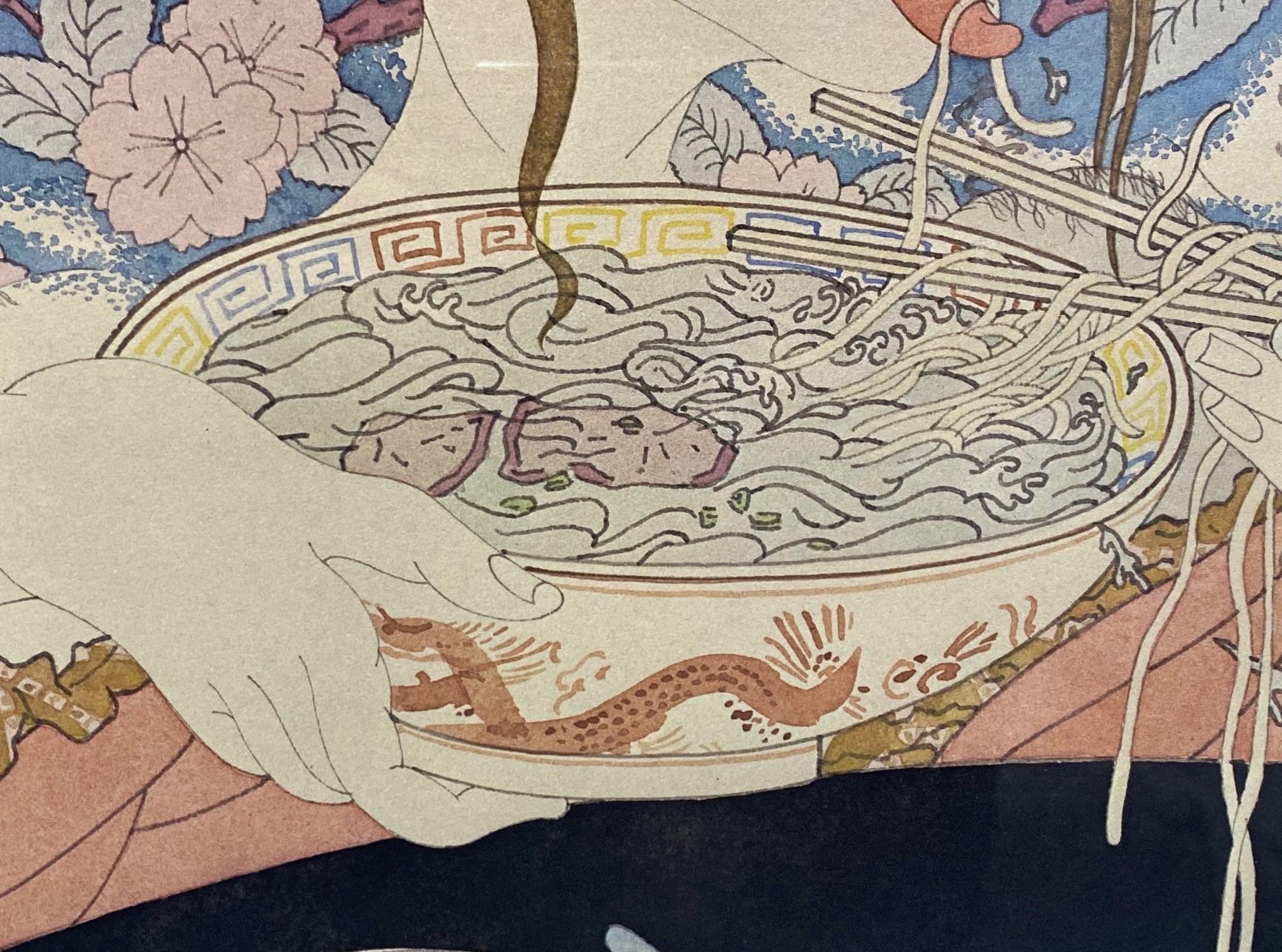 Masami Teraoka McDonald's Hamburguesas Invadiendo Japón Geisha Mujer Tatuada Imprimir en venta 3