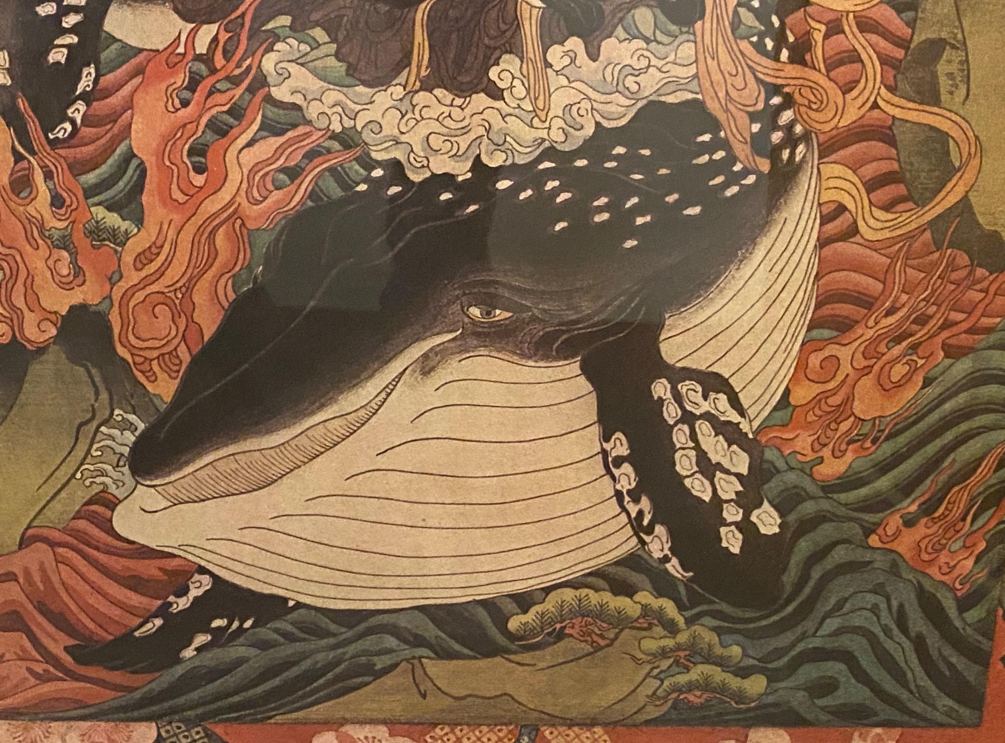 Fine XX secolo Masami Teraoka, litografia da esposizione firmata in edizione limitata Monaco Zen su balena in vendita