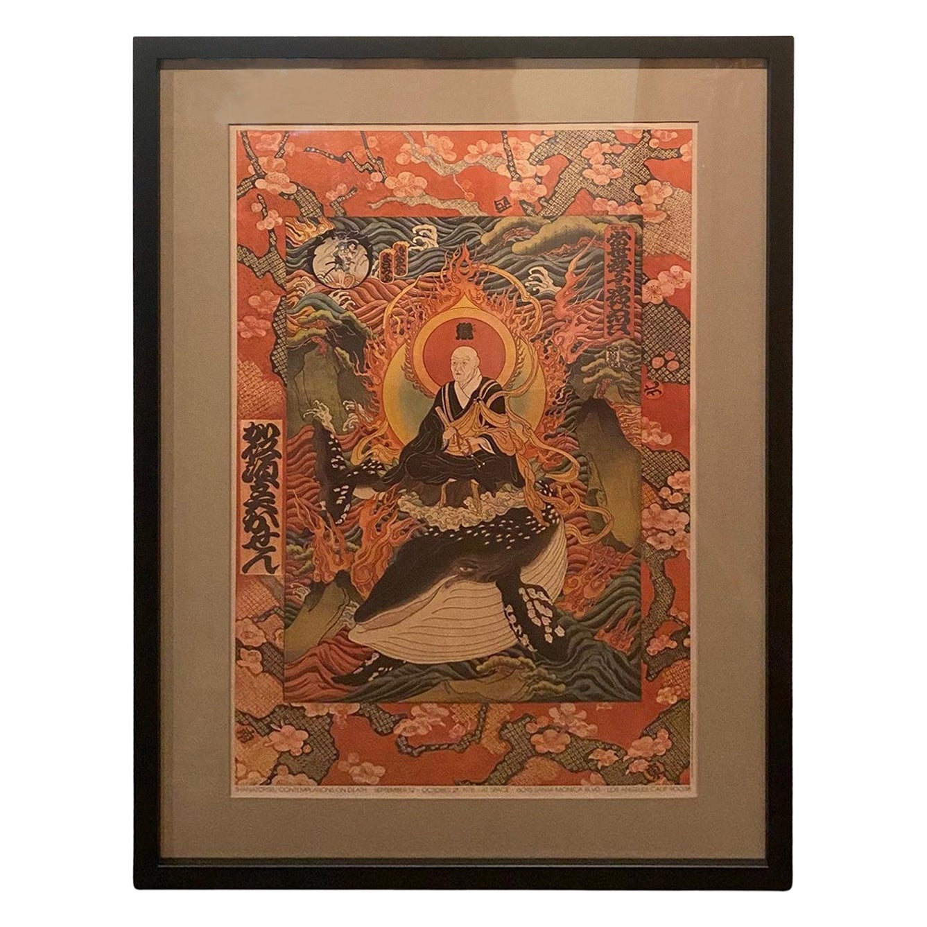 Masami Teraoka, litografia da esposizione firmata in edizione limitata Monaco Zen su balena in vendita