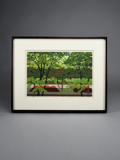 Masao Ido — “Green Shade” (緑蔭), 1991 Artist’s Proof Japanese woodblock print
