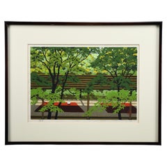 Masao Ido — “Green Shade” (緑蔭), 1991 Artist’s Proof Japanese woodblock print