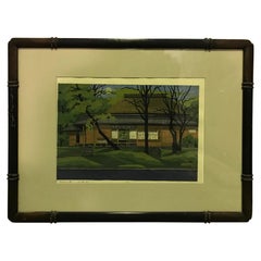 Masao Ido Limited Edition Signed Japanese Woodblock Print of Temple or House