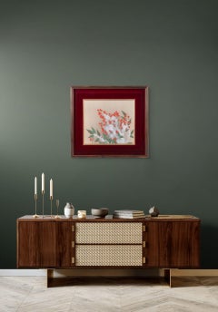 Nandina im Schnee, japanische Malerei von Masaru Hirano