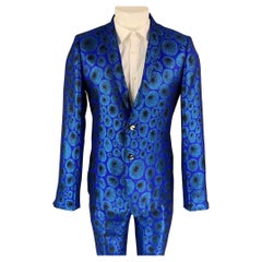 MASATOMO Size 40 Royal Blue Metallic Acrylic Blend Notch Lapel Suit