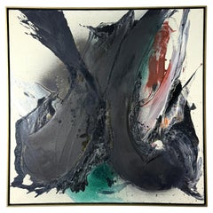 Masatoyo Kishi Original Opus Abstraktes Ölgemälde auf Leinwand Gemälde Mitte des Jahrhunderts 1960er Jahre