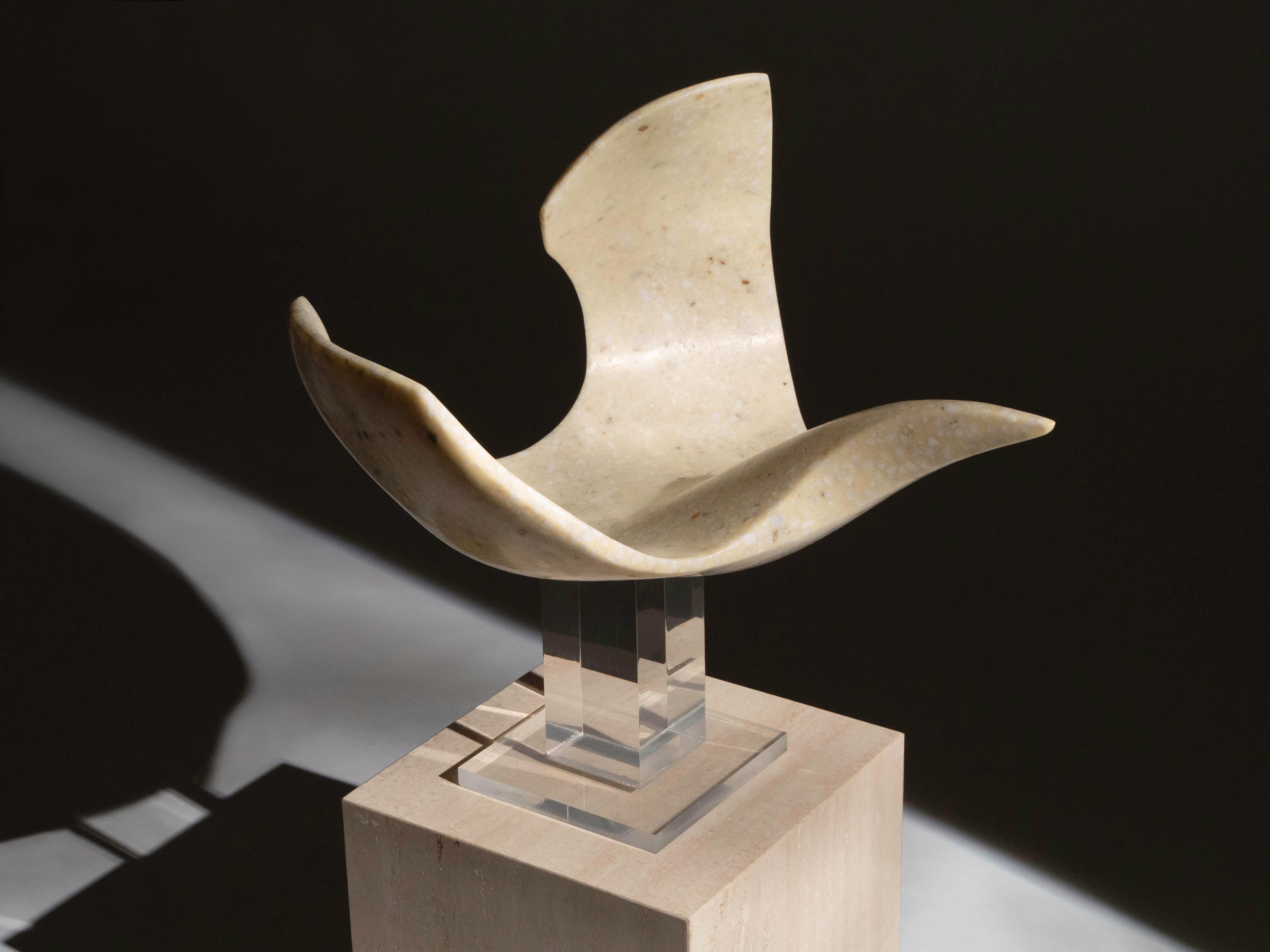 Poured stone abstract sculpture by Japanese artist Masatoyo Kishi 