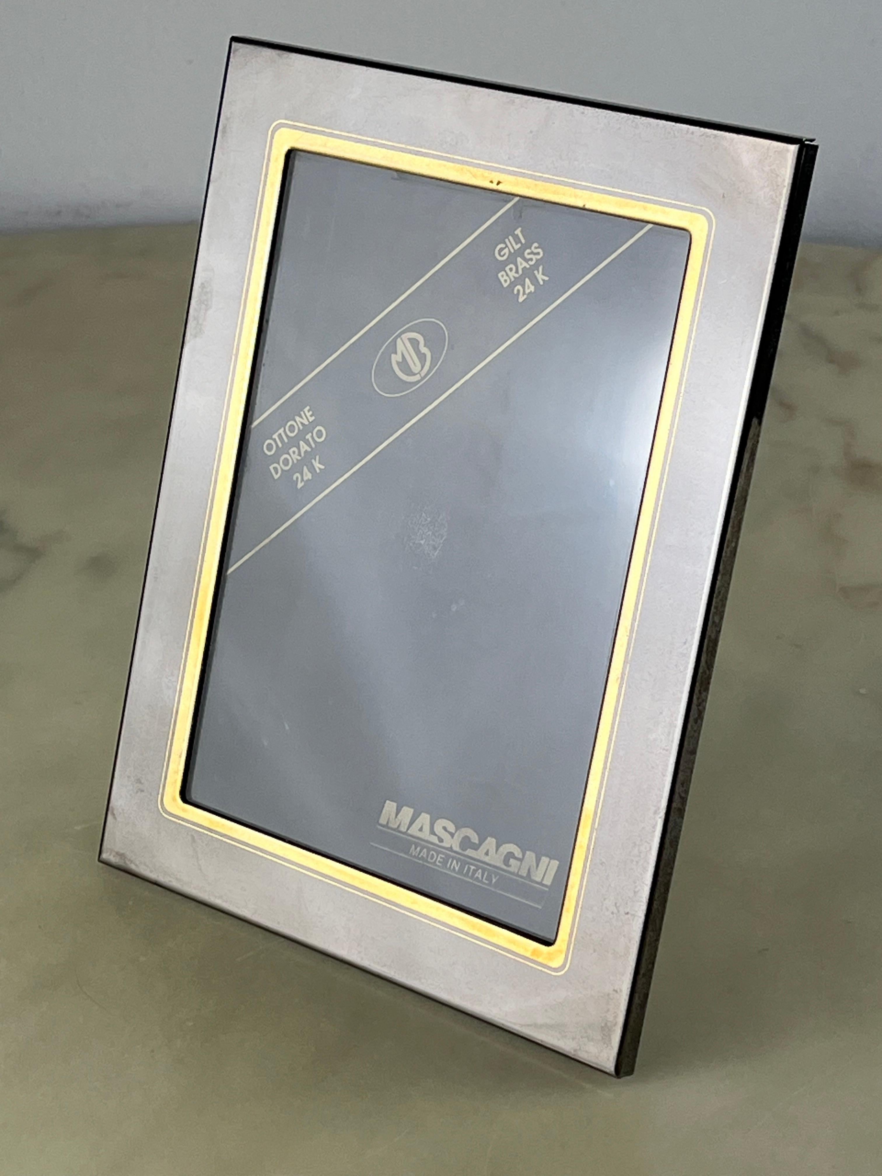 Mascagni 24K Golden Brass Photo Frame, Italian Design, 1970s For Sale 2