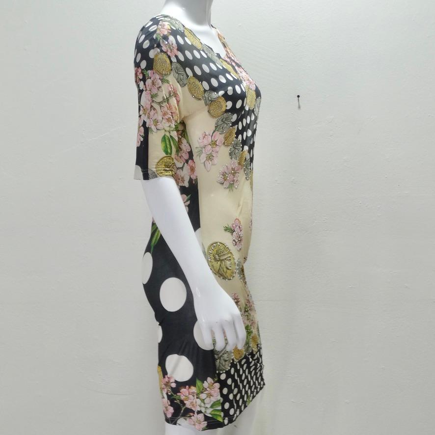 Mascara 1990s Asymmetrisch drapiertes Polka Dot Kleid (Braun) im Angebot