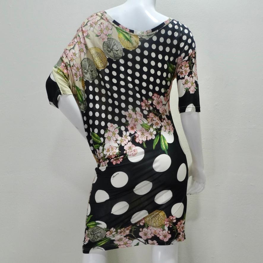 Mascara 1990s Asymmetric Draped Polka Dot Dress In Good Condition For Sale In Scottsdale, AZ