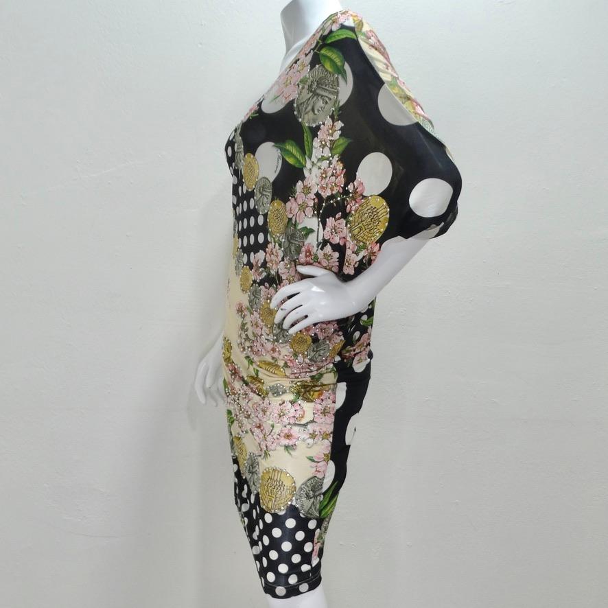 Women's Mascara 1990s Asymmetric Draped Polka Dot Dress For Sale