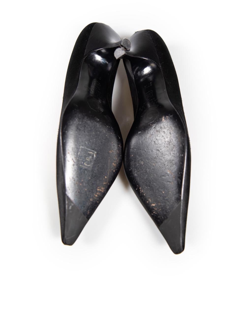 Women's Mascaró Black Satin Mid Heel Pumps Size IT 37.5 For Sale